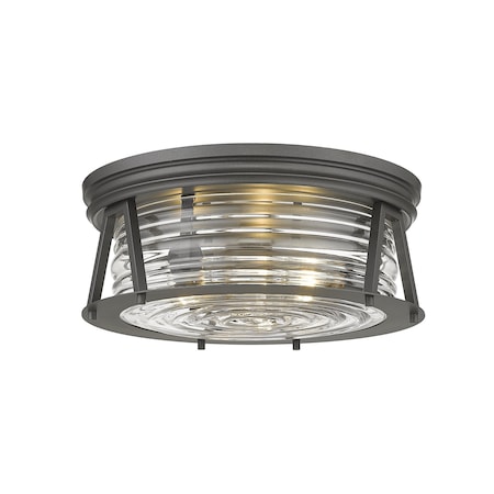 Z-Lite Cape Harbor 3 Light Flush Mount, Bronze & Clear 491F3-BRZ